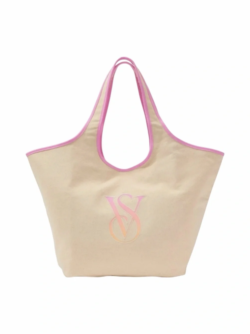 NWT-VICTORIA’S SECRET-BEIGE OMBRÉ LOGO CANVAS TOTE BAG